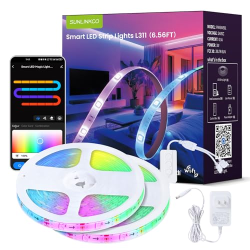 Tira de LED RGB+IC de 105 pies con control Bluetooth miniatura 1