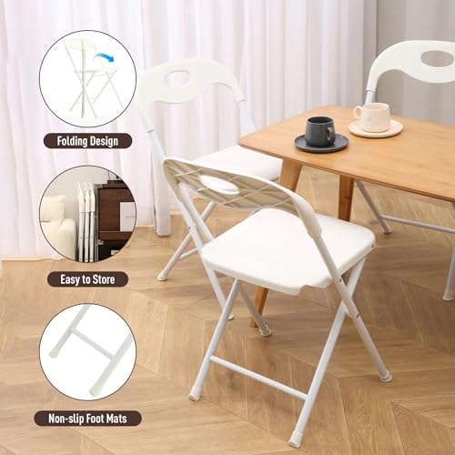 Huacan Klappstühle Set 4 Stück Weiß Klappbare Stühle Belastbar Bis 150 kg Klappstuhl Geeignet für Männer Damen Büro Haus