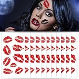 10 Sheets Red Lip Temporary Tattoo, Lip Print Stickers Self Adhesive, Face Body Waterproof Bright Color Kisses Sticker, Costume Accessories Birthday Party Decorations
