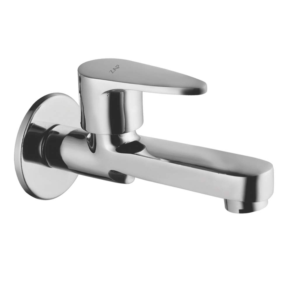 ZAP Brezza Brass Long Body Taps for Bathroom & Kitchen Sink | Chrome Plated Washroom Taps | Durable Brass Bib Cock with Wall Flange | Stylish and Rust-Resistant Tap