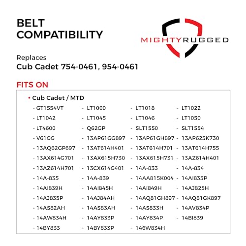 Image of 954-0461, 754-0461 Drive Belt for Cub Cadet - 78 inch - Heavy-Duty, Durable, Aramid Cord Belt - Compatible with LT1018, LT1022, LT1024, LT1042, LT1045, LT1046, LT1050, GT1554, SLT1550