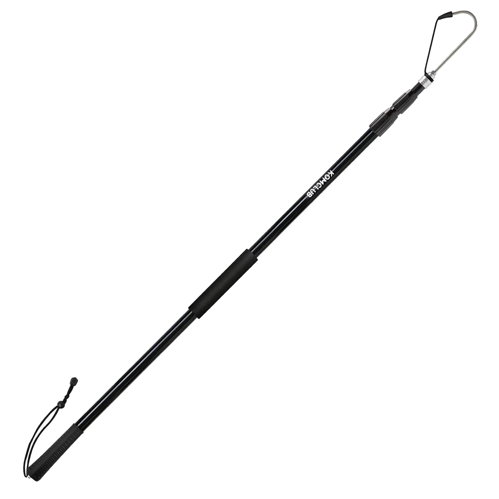 KOMCLUB Telescopic Fishing Gaff with Super Sharp Spear Hook Lightweight Hand Fish Gaff with Soft Rubber Nonslip Handle and Lanyard for Freshwater Offshore Fishing Boating and Outdoors
