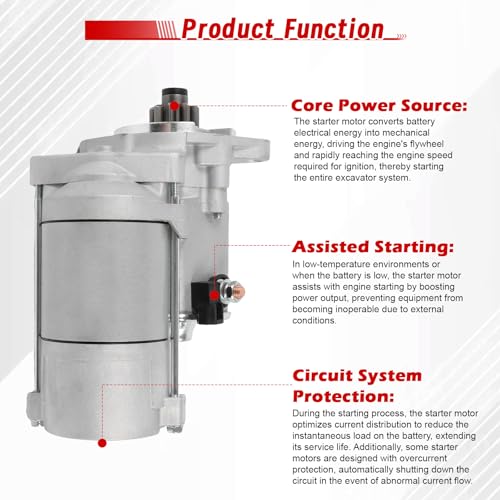 Starter Assembly, 428000-2030 4280002030 228000-4750 Motor de Arranque de 12V 2.0KW 9T de Repuesto para Motor Kubota V2403 miniatura 6