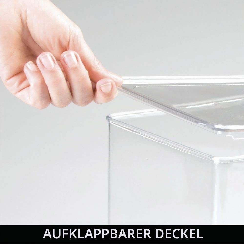 mDesign 2er-Set Aufbewahrungsbox für Bastel- und Nähzubehör – Bastel Organizer aus Kunststoff mit Klappdeckel – stapelbare Ablage für Wolle, Perlen, Stoffbänder usw. – durchsichtig