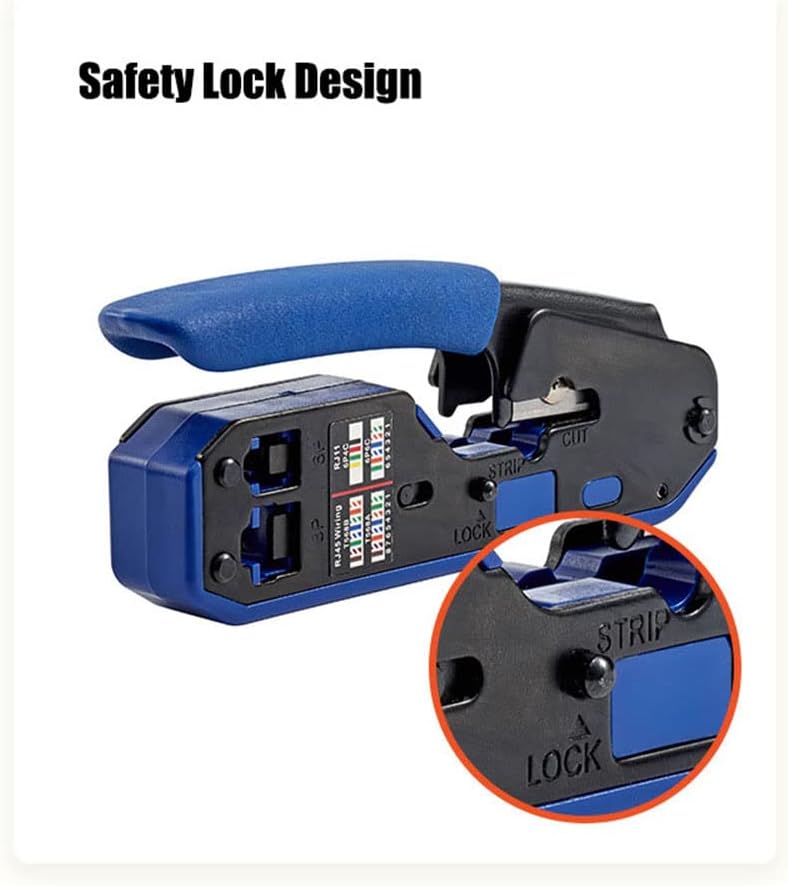 RJ45 Crimp Tool Kit, CAT5 CAT5e CAT6 Ethernet Crimper Modular Data Cable Stripper Cutter for Standard RJ11/RJ12 and RJ45 Connectors (Crimper with Plugs)