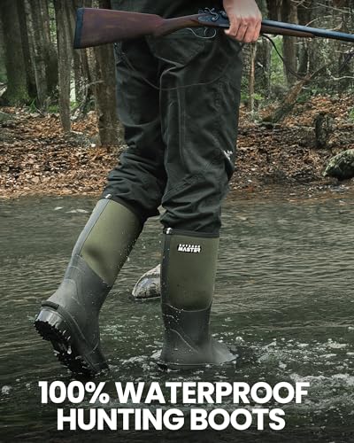 Image of OutdoorMaster Hunting Boots for Men, Waterproof Rubber Neoprene Boots, Anti-slipped Insulated Outdoor Boots