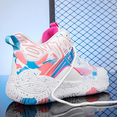 Image of Men's High-Top Basketball Shoes Anti-Slip and Wear-Resistant Soles Running Shoes Graffiti Design Fashionable Sports Shoes