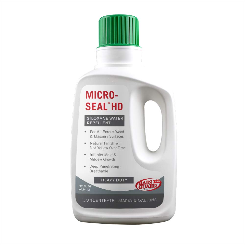 Rain Guard Water Sealers CR-2405 Micro-Seal Concentrate HIGH Solids Sealer Covering Up to 1500 Sq. Ft. All Masonry Surfaces. 1 Quart Clear Penetrating Silane and Siloxane Professional Grade.
