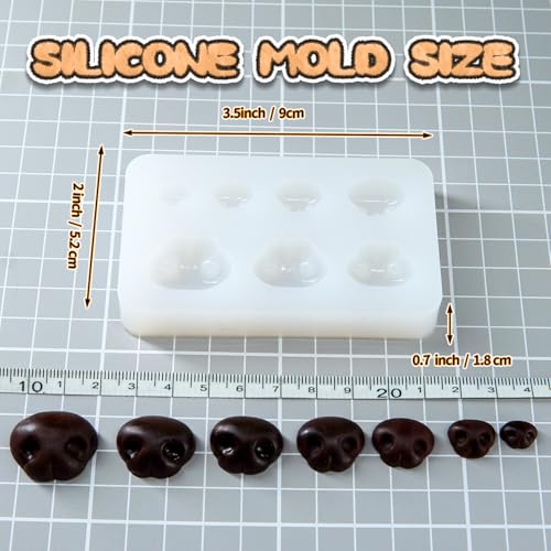 Image of Nuvretk 7 Cute Silicone Molds for Needle Felting - Dog Nose Shapes for Stuffed Animals, DIY Crafts, and Accessories (Triangle)
