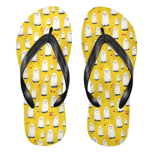 Flip Flop Sandals Yellow Halloween Print for Women Men Beach Outdoor XS