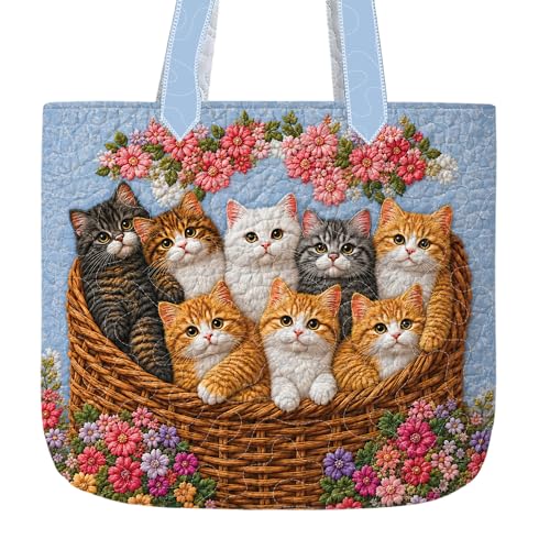 Bolso Tote Acolchado Personalizado para Amantes de Gatos