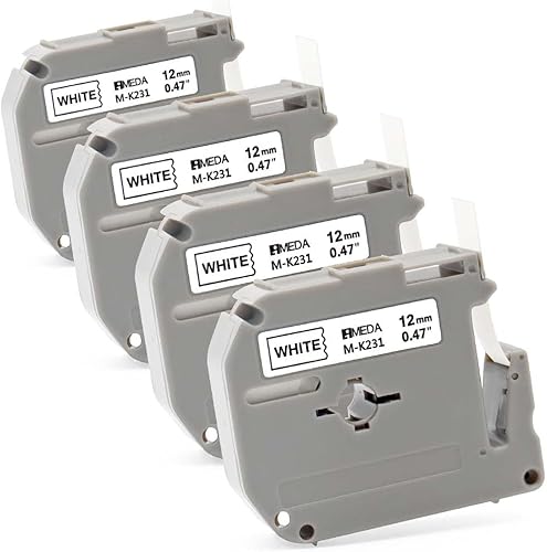 Miniatura 1 de Paquete de 4 cintas de repuesto de 0.019 in 0.47 M-K231s M para Brother M Tape 0.472 in 0.47 Blanco M-k231 MK-231 M231 M-231 0.472 in 0.47 pulgadas