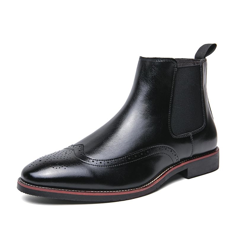 Santimon Men's Chelsea Boots Wingtip Breathable Slip-on Formal Dress Boots for Men Casual Ankle Men Boots