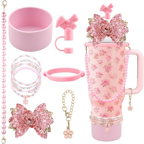 Hpebl 10PCS Flower Accessories for Stanley Cup 30 40oz Tumbler, Pink - image 1
