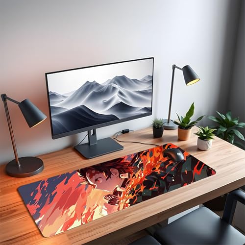 Image of Anime XL Extended Gaming Mouse Pad | XXL Large Desk Mat 60x30cm for Laptop & PC | Non-Slip Rubber Base, Waterproof, Durable & Smooth Surface | Office, Gaming & Study