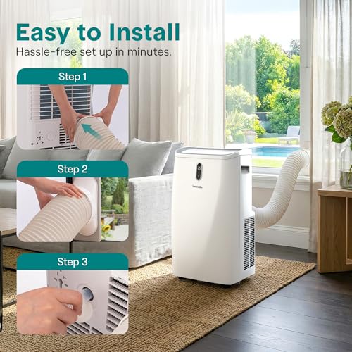 Image of SereneLife Portable Air Conditioner 12000 BTU With WIFI | 3-in-1 Cooling, Fan and Dehumidifier | 24-H Timer Up to 550 Sq Ft Coverage | AC Unit for Bedroom, Home & Office, Includes Window Kit & Remote