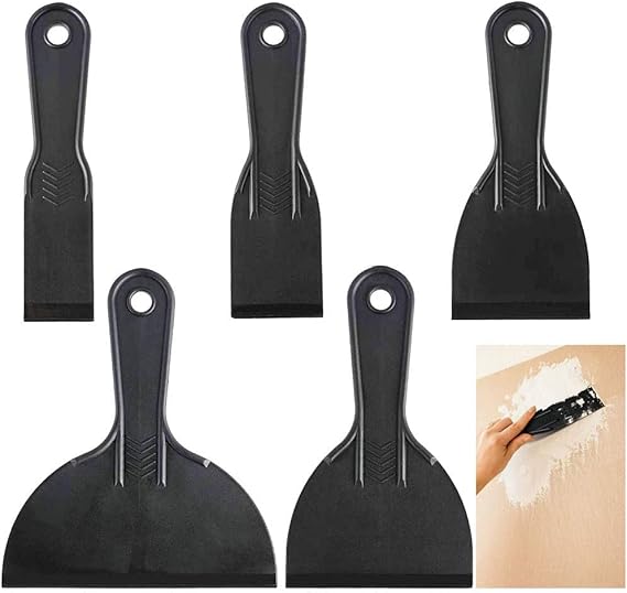 5 Pack Putty Knife, Flexible Plastic Paint Scraper Tool for Spackling,Plastic Putty Knife, Putty