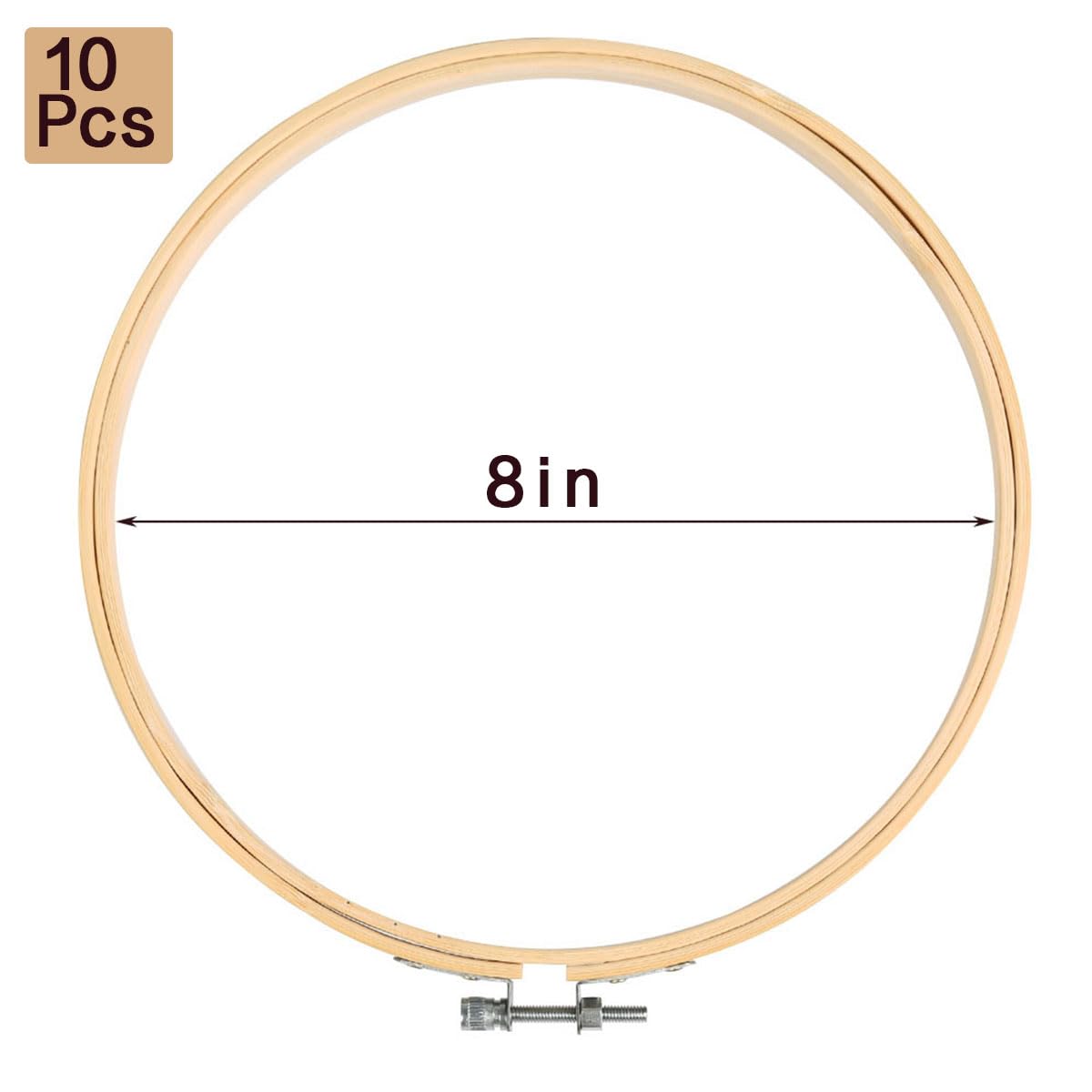 YOPEUC 10 Bamboo Embroidery Circle Embroidery 20 cm Embroidery Hoop Embroidery Hoop for Art Craft Handy Sewing - 4