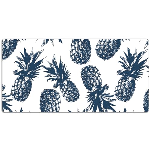 Sous-main de bureau 120x60 cm gris motif ananas tapis de protection vinyle - 7