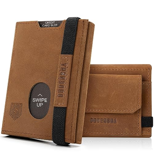 Portefeuille homme en cuir véritable marron DODENSHA à trois volets élégant