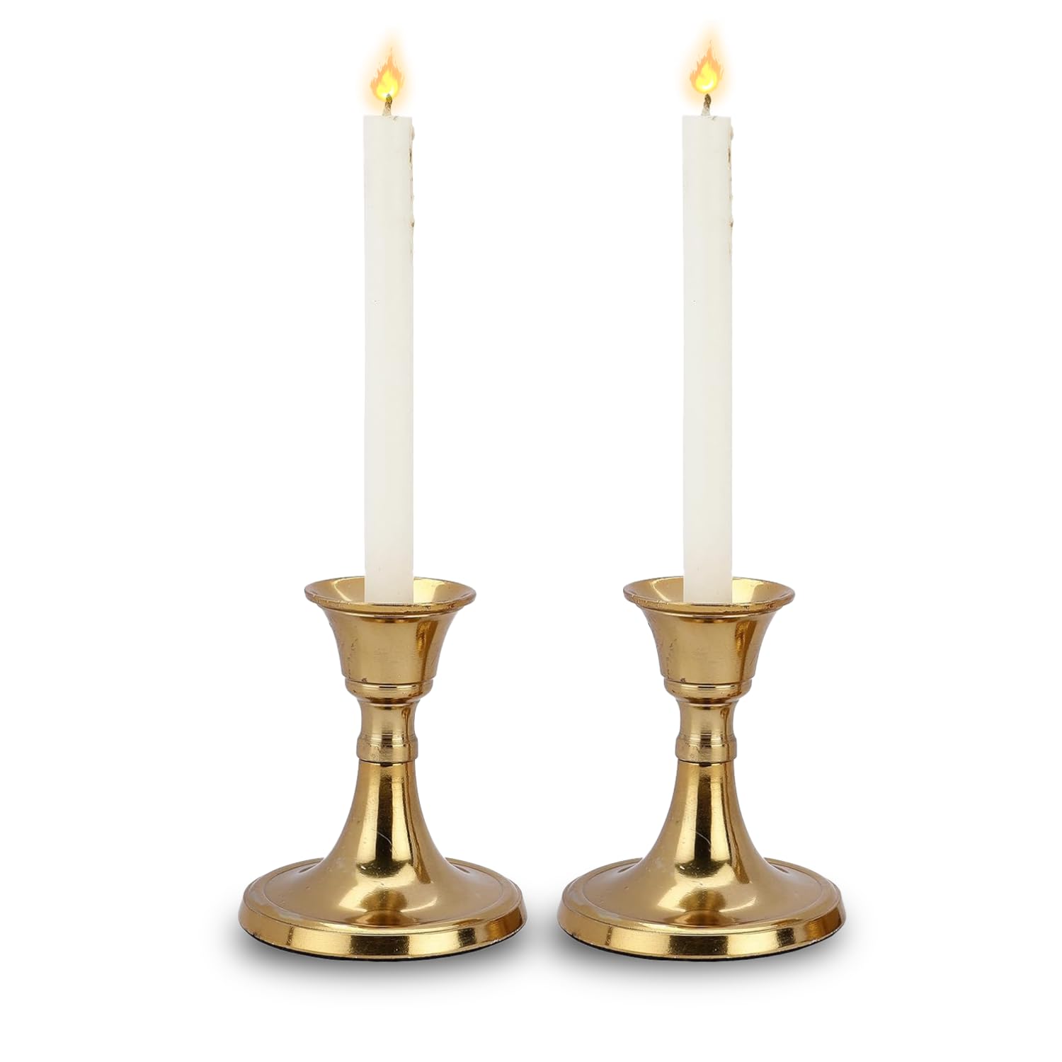 Candle Holder | Candle Holders for Home Decoration | Heat Resistance with Aesthetic Appeal | Best for Gifting & Diwali Decoration | Gold Metal | Size - 3.5 Inch | Pack of 2