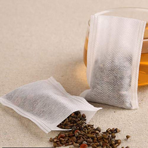 Gugutogo 100 Piezas de Bolsas de té de Bolsas de té de Cadena de Drenaje vacío de Pet Bolsa de Bolsa de té Suelta