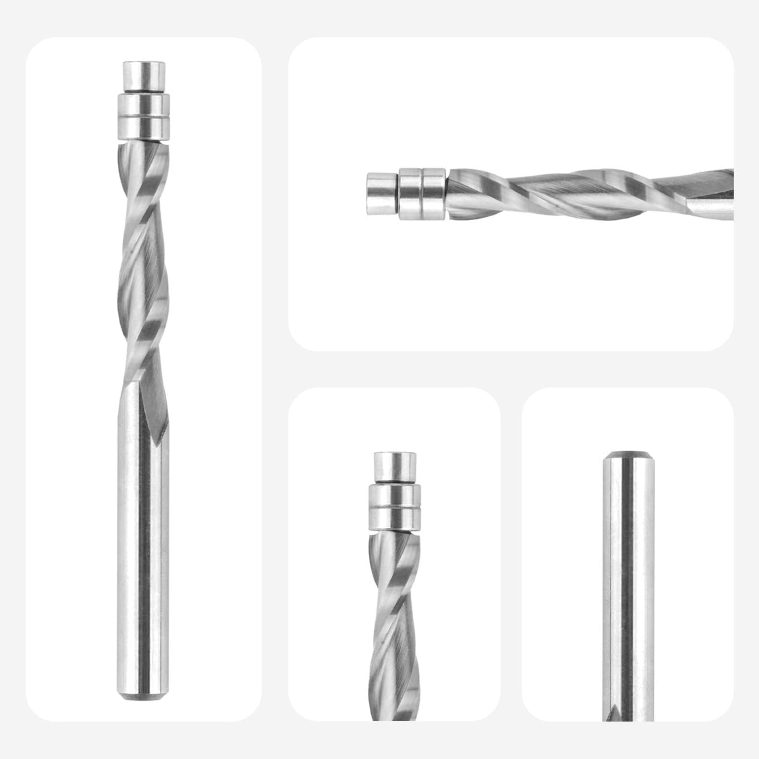 SpeTool UP Cut Spiral Flush Trim Router Bit,1/4 Inch Shank 1-1/8 Inch Cutting Length Extra Long 3 Inch OVL,Carbide CNC Router Bit for Triming