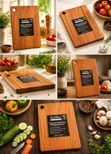 Image of Acacia Solid Wood Cutting Board 20x30 cm | Wooden Chopping Board for Kitchen | Reversible Vegetable, Fruit & Meat Cutting Board | Durable Kitchen Chopping Board (33L x 23W with Hole)
