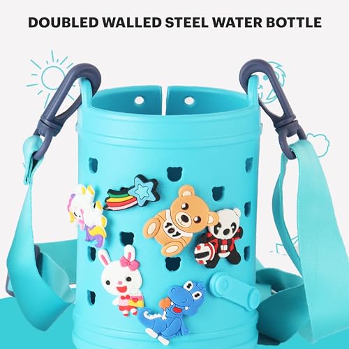 Image of Cello Joytron Kids Flask | Stainless Steel Keeps Drinks Cool or hot for an Extra Long time | Double Walled Vacuum Insulated Technology | Leak Proof lid | 550ml, Blue