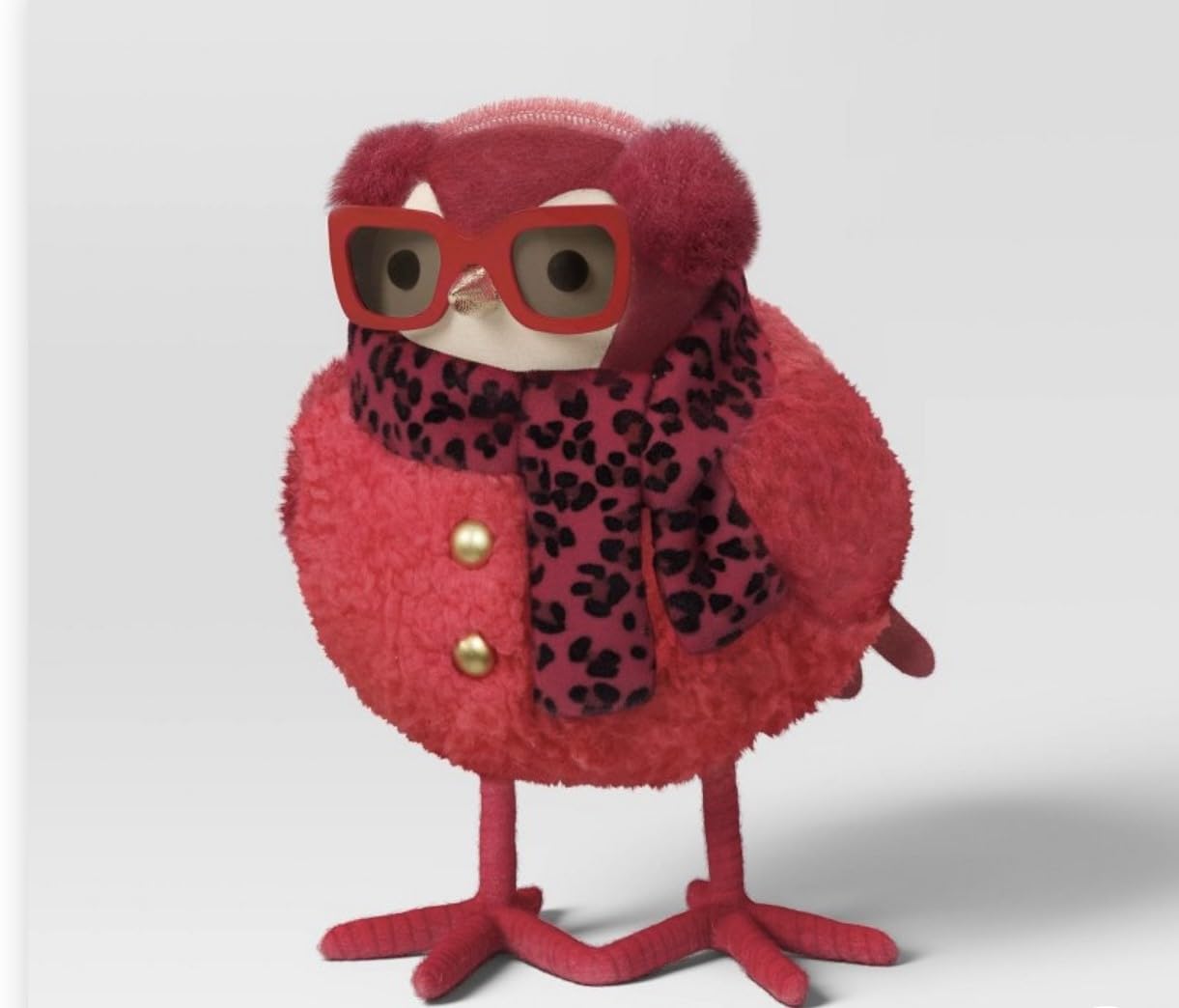 6.75" Fabric Bird Wearin Leopard Print Scarf Christmas Figurine Wondershop Named Ruby