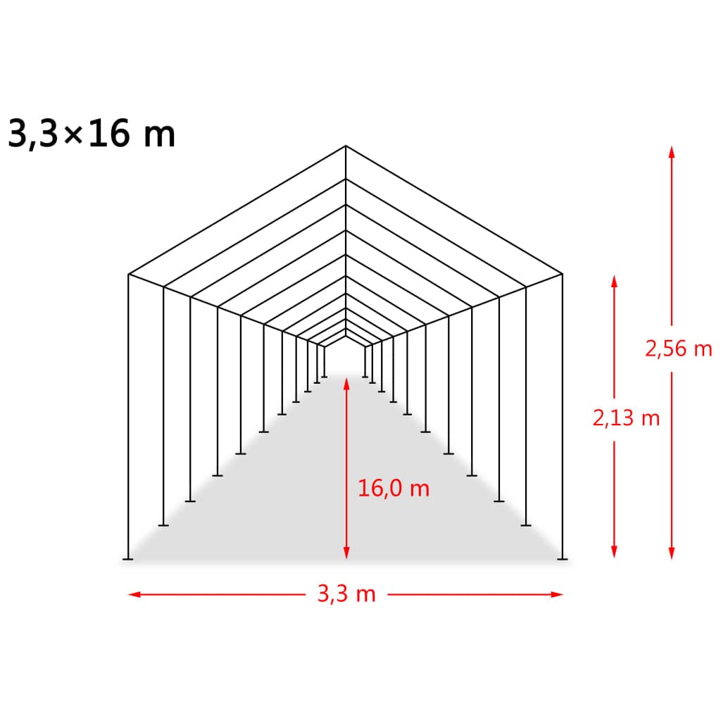 Namiot pastwiskowy PCW 550 g/m², ciemnozielony dla koni, owiec i krów, 3,3 x 16 m, ze stalową ramą, odporny na działanie promieni UV, wodoodporny, do pastwiska i rolnictwa