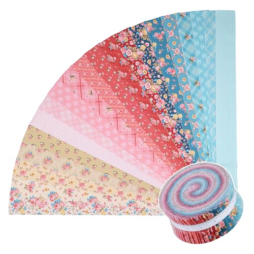 ShinyStitch-100% US Cotton Jelly Roll Fabric Precut Strips for Quilting, Crafting, and Sewing, Soft Cotton for Blanket, Upholstery, Home Decor,40 Strips 2.5" x 44" (Spring Flower Cluster)