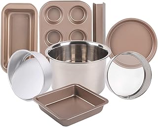 shisipq Pieczenie 8-częściowy Zestaw, Narzędzia Dla Początkujących Do Rozpoczęcia Pieczenia, Piekarnik Domowy, Forma Do Ciasta, Stal Węglowa Nieprzywierająca, 6 Filiżanek Forma Do Ciasta/pudełko Tosto