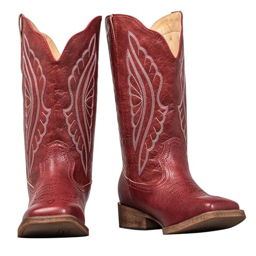 Image of SheSole Extra Wide Calf Boots for Women - Classic Stitch Cowboy Boots with Hidden Stretch Panel & Removable Cushion - Comfortable Wider Shaft Western Boots for Fuller Figures