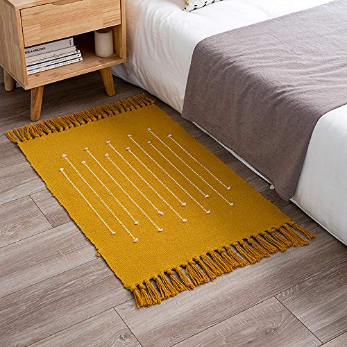 Tapete Bohemio Geométrico Amarillo 2'x3' de Algodón miniatura 1