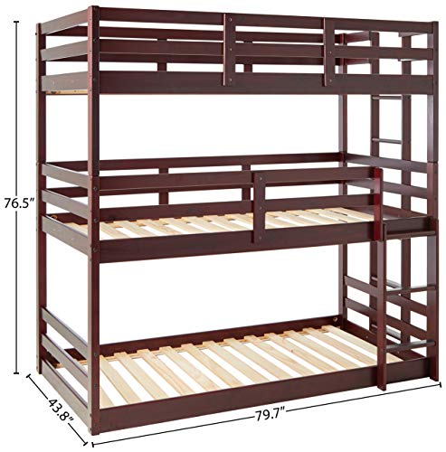Donco Kids Triple Bunk Bed, Twin/Twin/Twin, Dark Cappuccino - Thumbnail 5