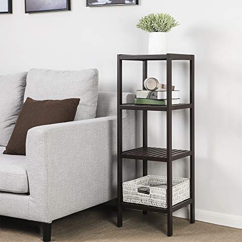 Songmics 4-Tier Bamboo Shelf, Narrow Bathroom Shelf, Standing Towel Rack, Corner Rack, For Kitchen, Living Room, Bedroom, Entryway, Bathroom, Brown Ubcb54C #TOP2