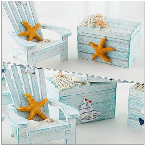 Silla de playa de madera miniatura de pino adorno para ambiente fresco de oficina 7