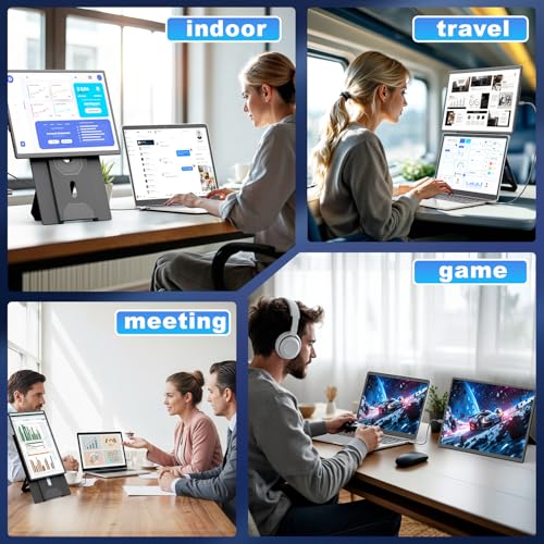 Teamgee 16,1 Laptop Monitor Erweiterung, FHD 1200P IPS tragbarer Monitor mit höhenverstellbarem 360° Magnetständer, ultradünne Doppelanzeige für Mac/Wins/Chrome (13-17,3 Laptops), VESA-montierbar
