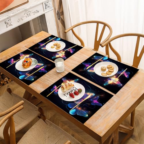 Set de table antidérapant résistant à la chaleur en lin coton lavable x4 - 4