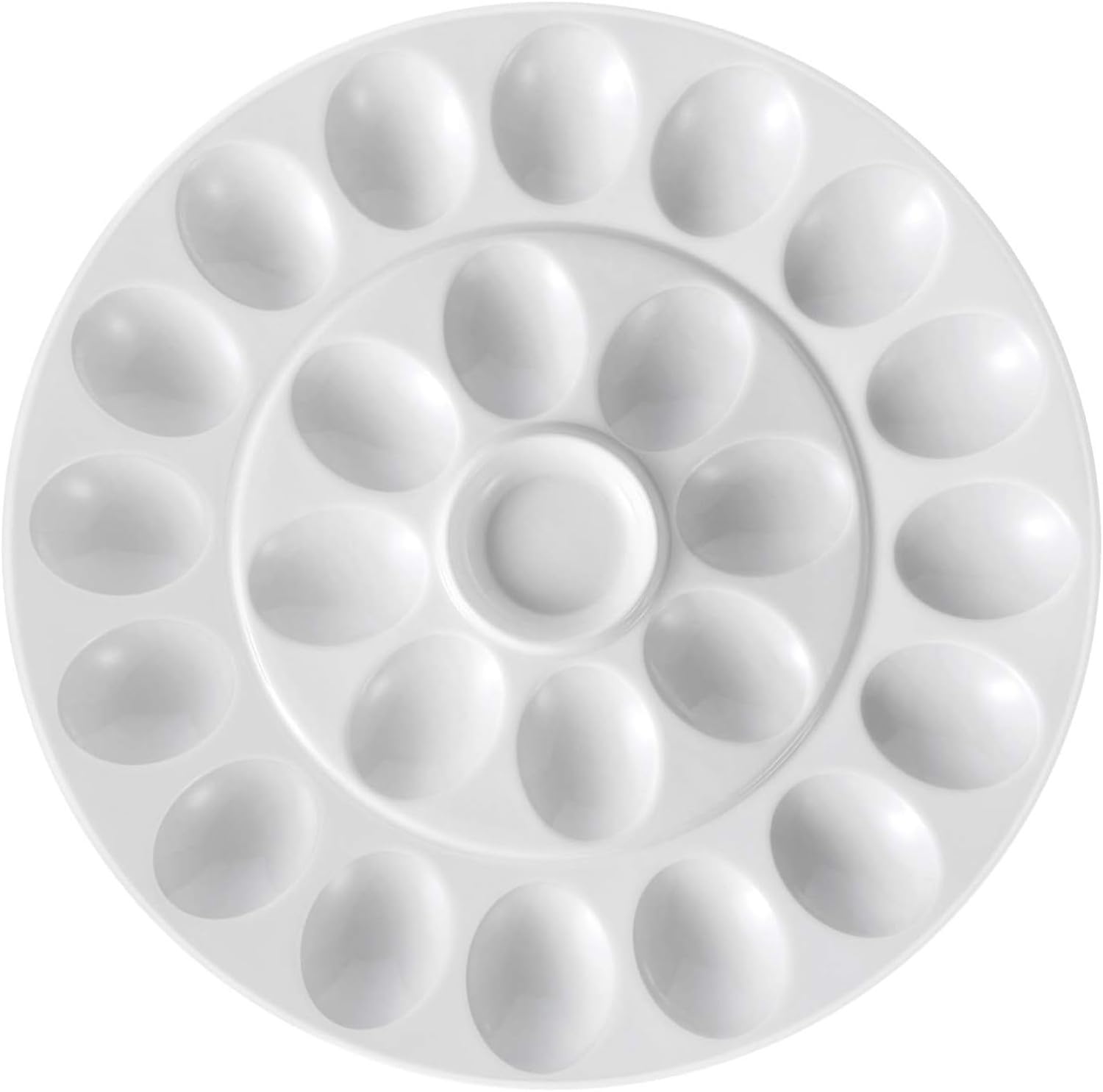 Ceramiczny talerz na jajka, 25 przegródek, biała porcelanowa taca na jajka, kuchenka mikrofalowa, zamrażarka, nadaje się do mycia w zmywarce, wysokiej jakości naczynia do serwowania na