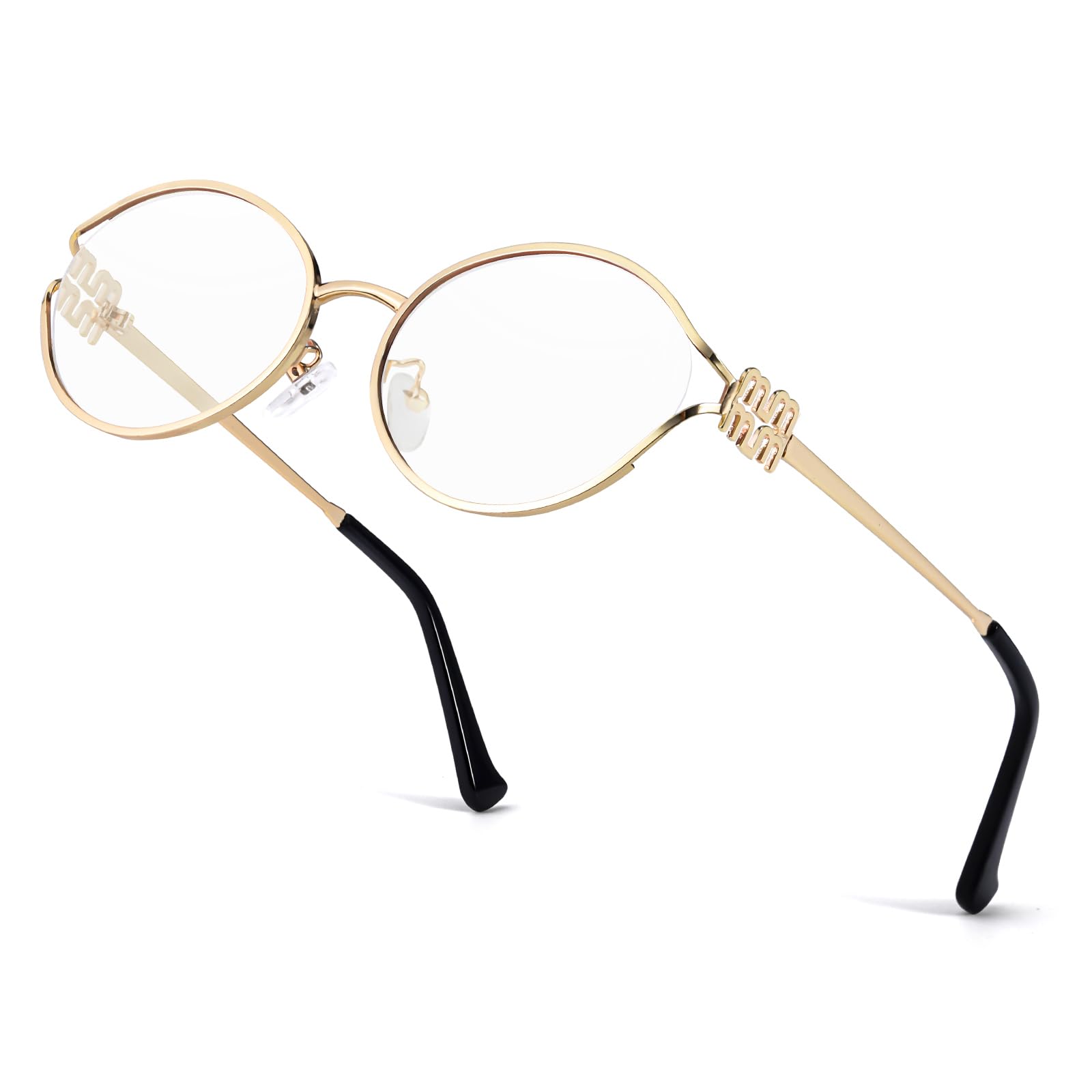 Retro Oval Sunglasses for Women Gold Metal Frame Round Designer PC Lenses UV400 Protection Shades