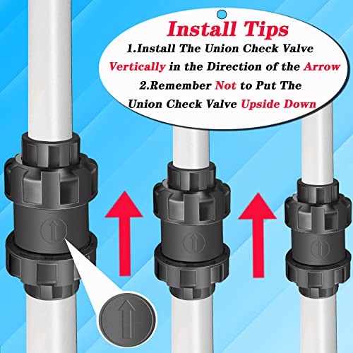True Union Check Valve, 3/4'' PVC Check Valve, 1pcs UPVC Combination Check Valve, Heavy Duty Ball Check Valve, with Slip… - Image 6