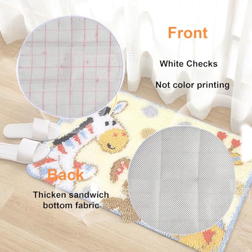 Image of kingsea Latch Hook Kits DIY Crochet Needlework Crafts Color Printed Rug Cover Cushion Carpet, Latch Hook Kits for Adults Teen Home Decoration, Giraffes - 20 inchX 15 inch