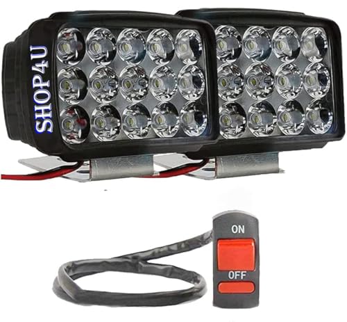 Image of Waterproof 15 LED Fog Lamp for Off-Road Motorcycles ? 12V DC Power Bar Light for Scooters (2 Pack, White)