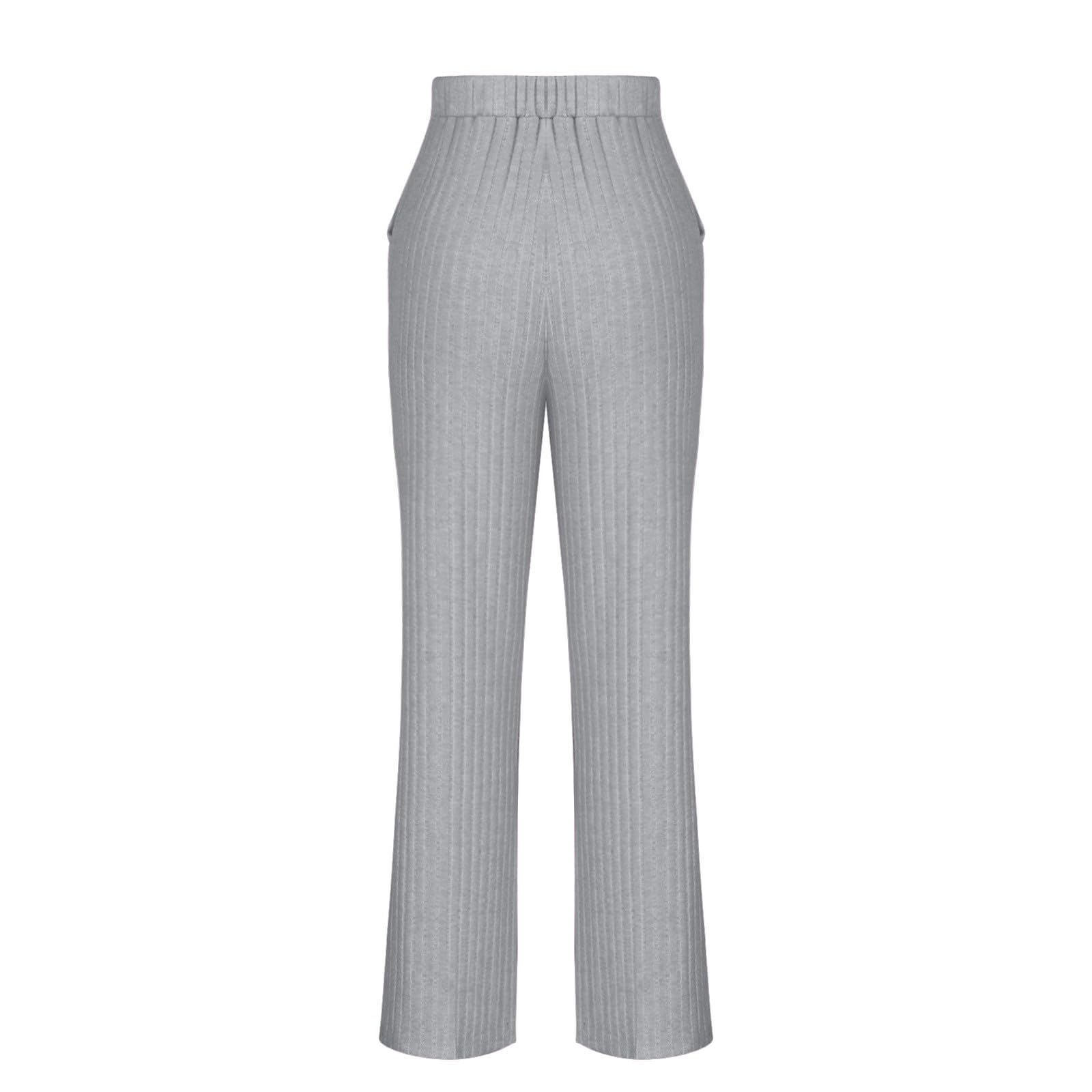 Loungewear Ensemble pyjama côtelé à manches longues pour femme | Ensemble de pyjama à manches longues et col en V en tricot et jambes droites - Vêtements de maison chauds - Couleur unie