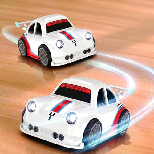 Image of DHRUTOKO RC Remote Control Car for Kids | Rechargeable High Speed Racing Toy Car with LED Lights | 2.4GHz Remote | Indoor & Outdoor | White