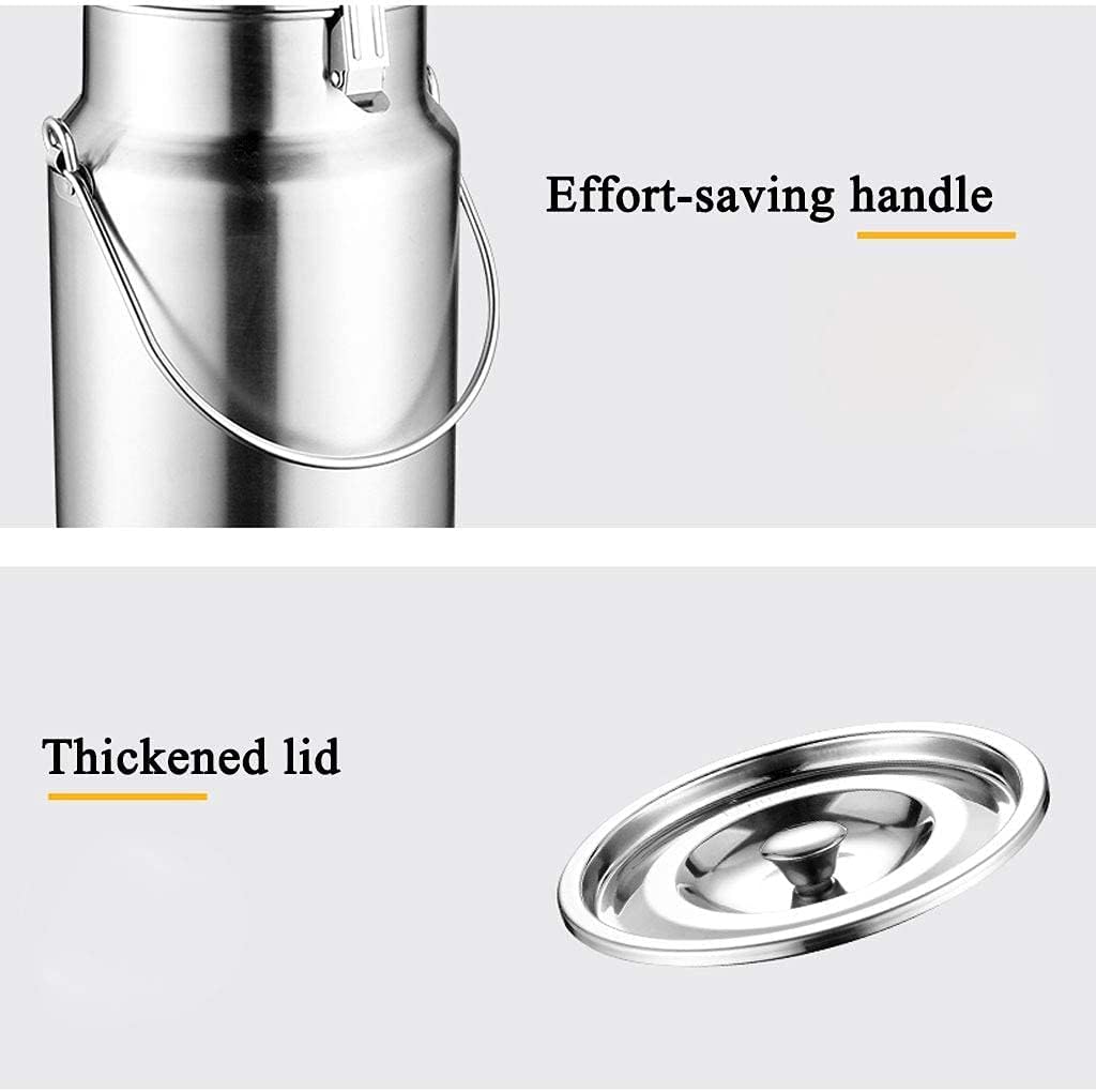 Ice Bucket,Ice Bucket with Lid and Ice Tongs,304 Stainless Steel Milk can Milk Bucket Wine Pail Bucket Tote Jug W/Sealed Lid Labor Saving