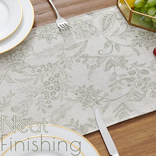 Jinchan Kitchen Table Runner Table Cloth Linen Table Runners 72 Inch Floral Decorative Burlap Table Runner Botanic Printed Design Rustic Handcrafted Flax Coffee Table Decor 1 Panel Sage On Beige #TOP3