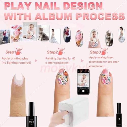 Nail Printer Nail Art Machine, Portable 3D Nails Painting Machine, DIY Nails Printer Control Through Mobile App, 10s Fast Printing, for Beauty & Personal Care (White) - Image 4
